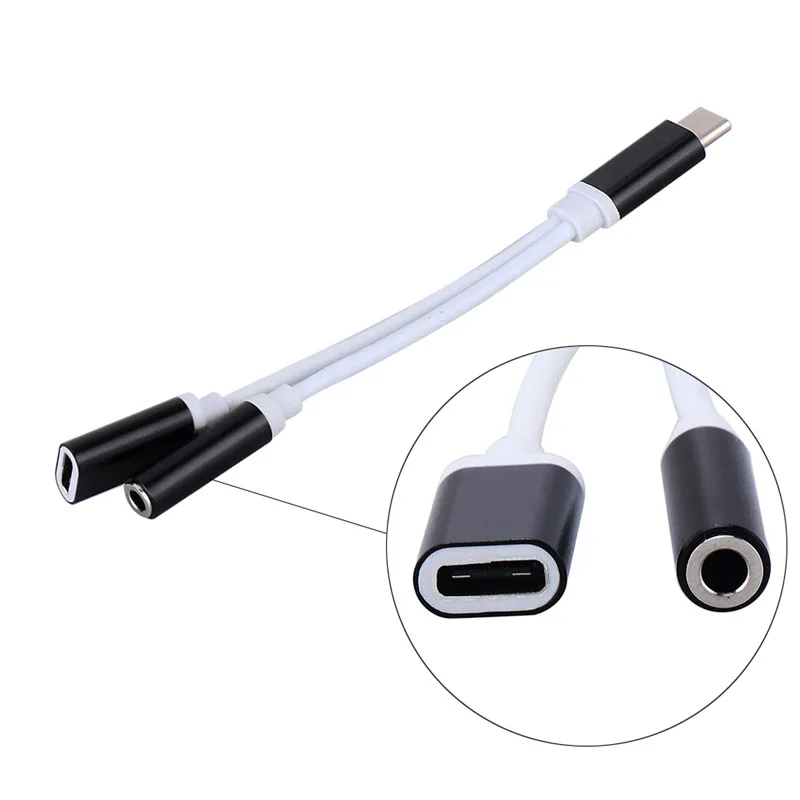 

10pcs 3.5mm Audio Splitter Cable Type C to 3.5mm Earphone Charging Cable 2 in 1 USB Data Phone Charging Adapter Transmission