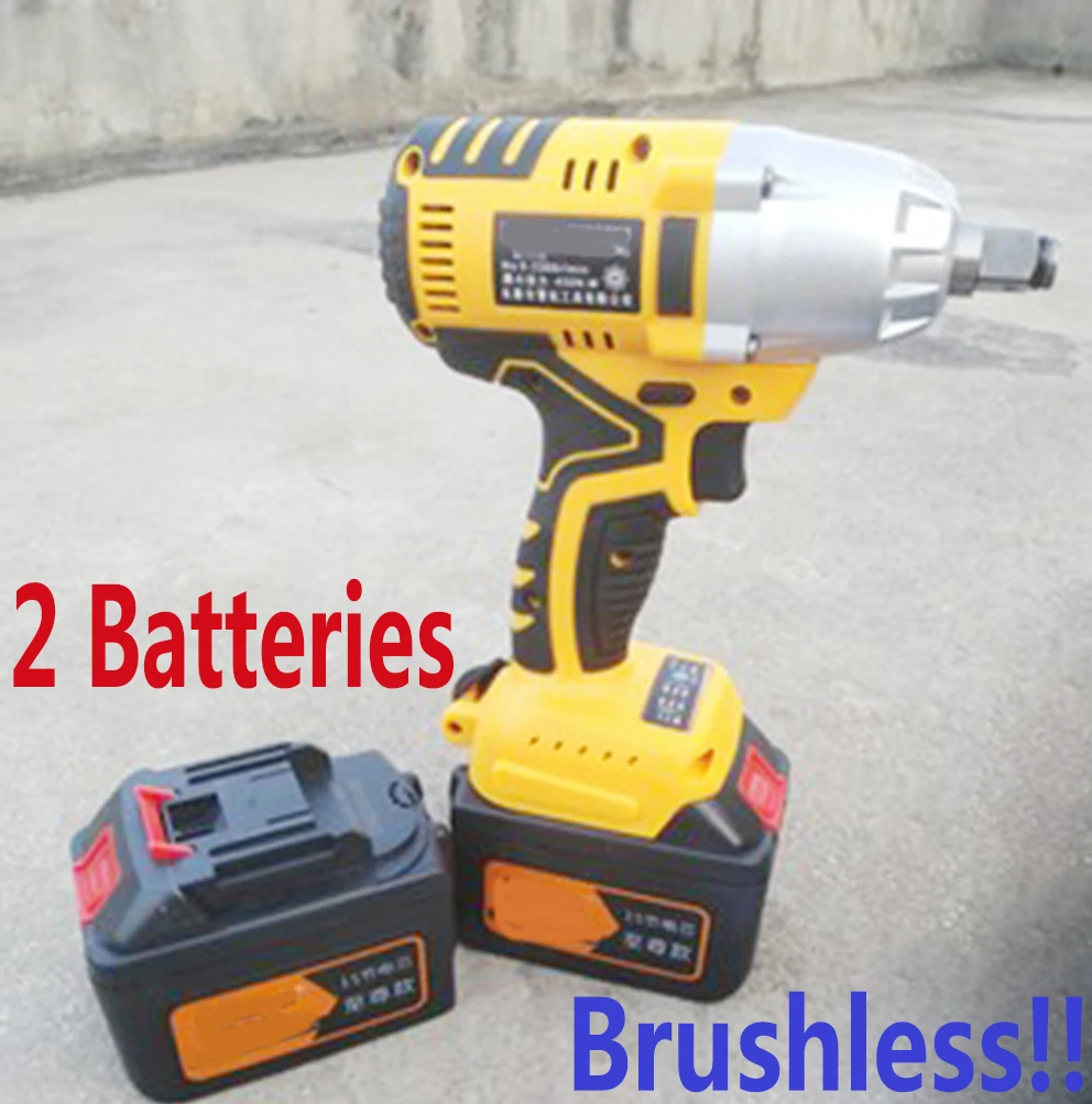 

450N.m Rechargeable lithium 2 batteries Electric wrench Impact Wrench Car Tire Wheel hand Wrench Cordless Drill driver tool