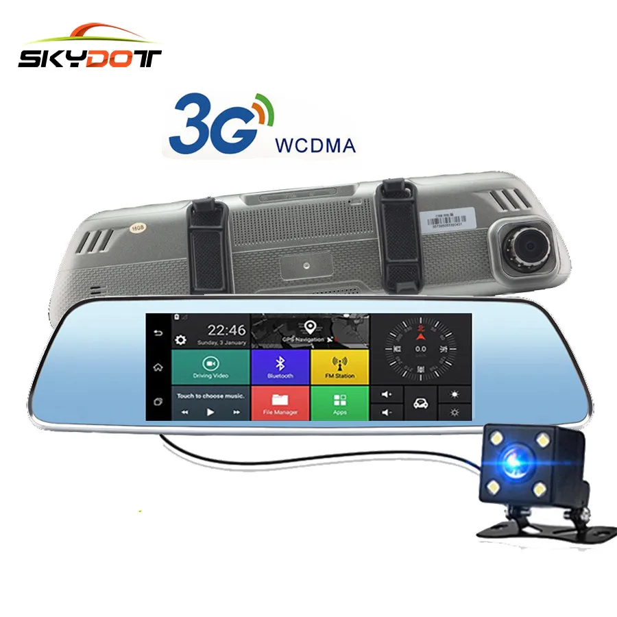 Skydot 7 дюймов 3G touch GPS DVR Двойной объектив Bluetooth Зеркало заднего вида Android 5.0