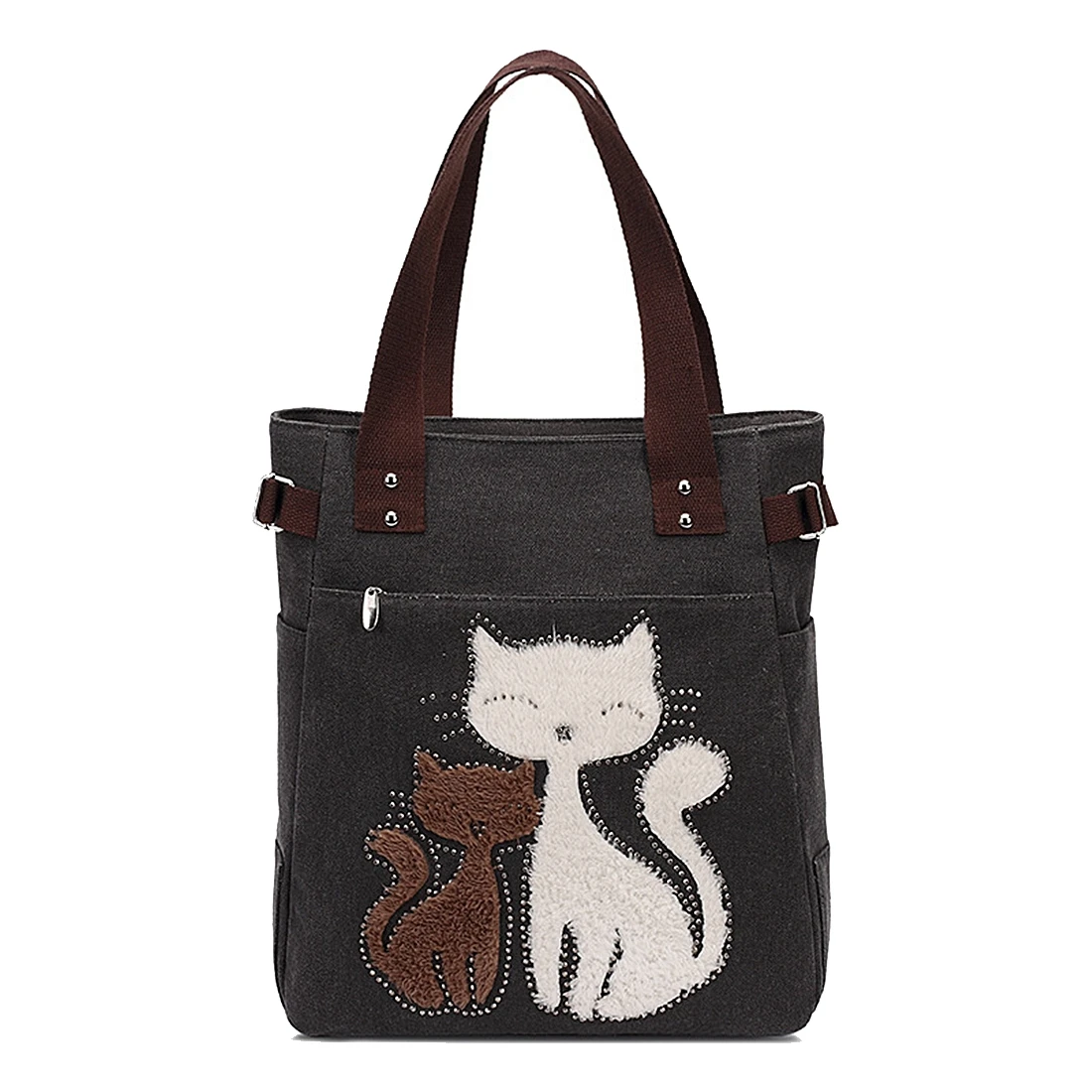 

Women's messenger handbag canvas bag with cute cat small shopping shoulder bag