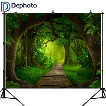 

Dephoto Photography Backdrops Forest Footpath Fairy Tale Party Banner Photo Background for Birthday Party Customize