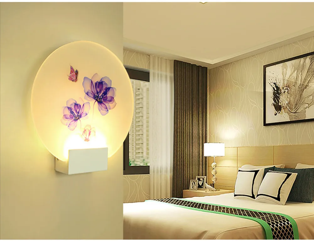SuperNight 6W European LED Wall Lamp Mural Night Light Modern Aisle Living Room Bedroom Bedside Lamp for Home Hotel Decoration (13)