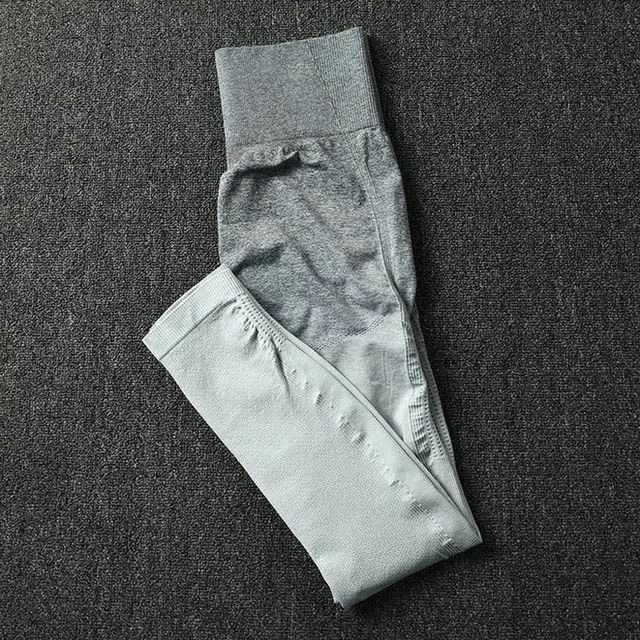 Gray Pants Бесшовный комплект для йоги с эффектом омбре, женская одежда для фитнеса, Спортивные укороченные рубашки, Леггинсы для йоги, спортивный костюм для спортзала, спортивная одежда, тренировочный костюм - Цвет: Gray Pants