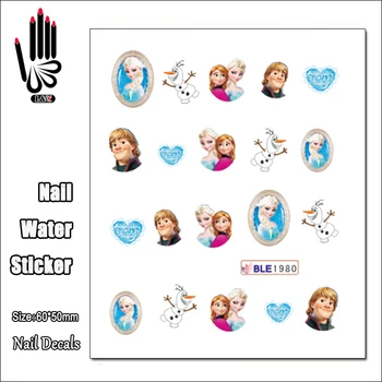 

1 Sheet Cheap Nail BLE1980 Cartoon Ice Snow Princess Nail Art Water Transfer Sticker Decal Sticker For Nail Art Decoration