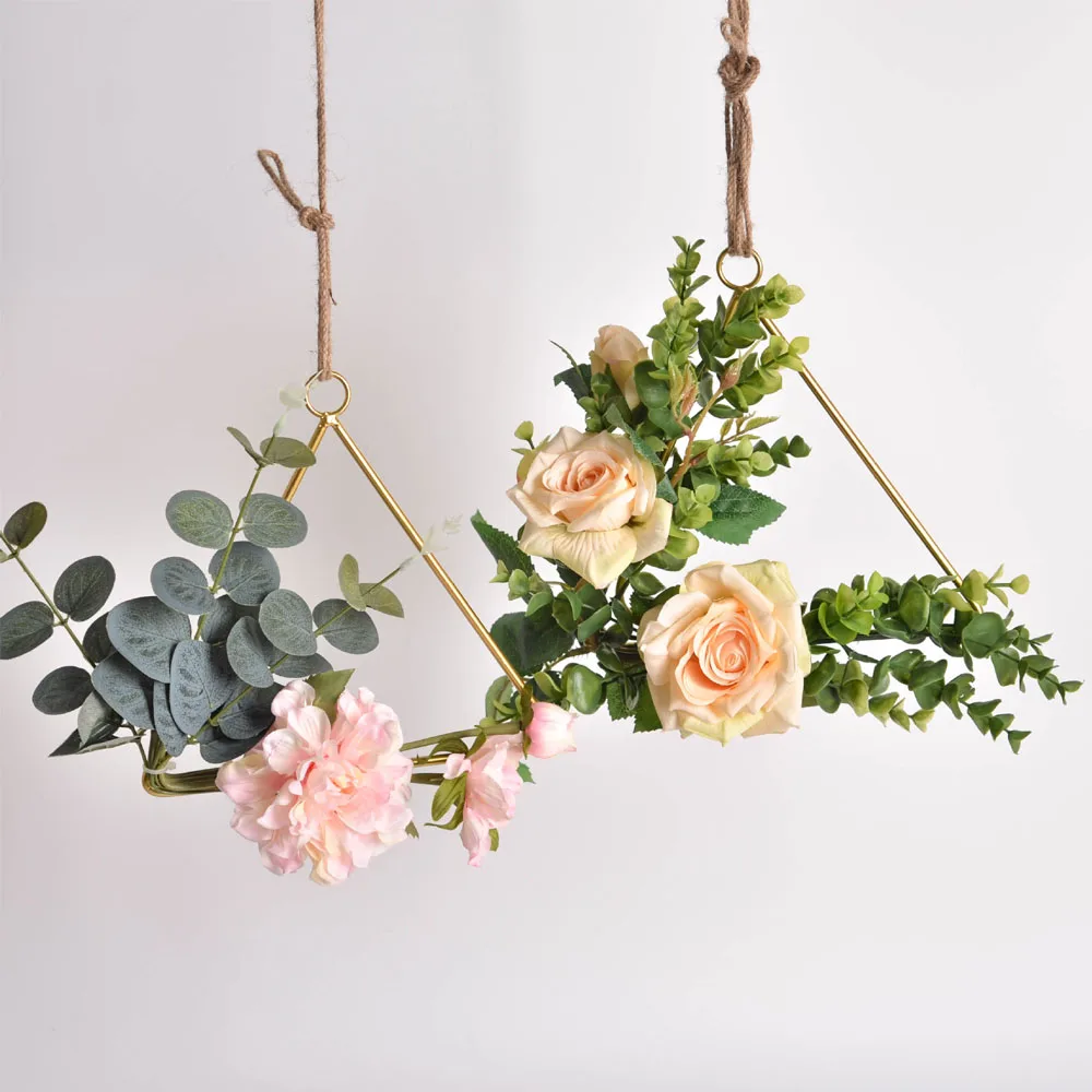 1PCS creative wall hangings home hemp rope ornaments artificial flower decoration wrought iron pendant | Дом и сад