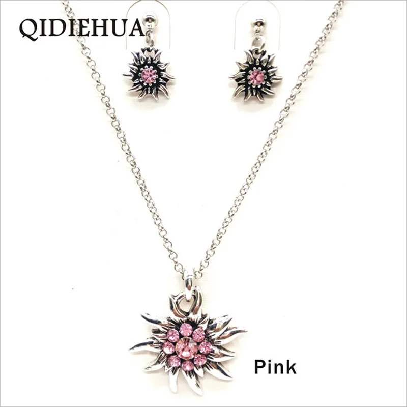 Модный Элегантный комплект ожерелья и серег QIDIEHUA Edelweiss Винтажные Ювелирные
