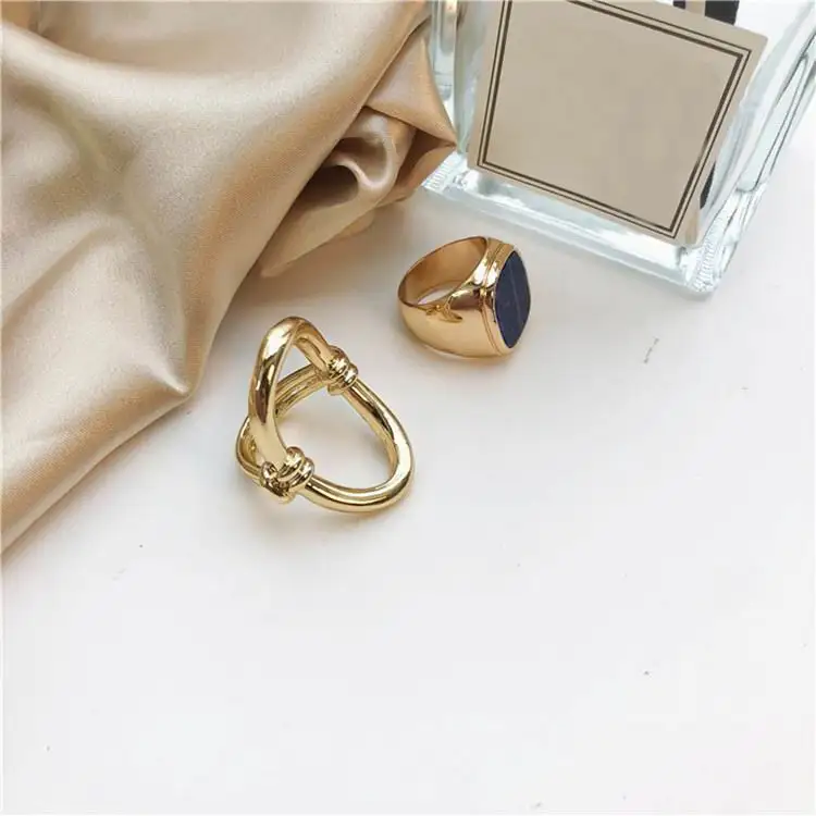 Шикарные большие мраморные геометрические ювелирные кольца для женщин, индивидуальное массивное кольцо Bijoux, минималистичный золотой цвет