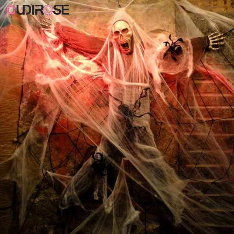 

Halloween Scary Party Scene Props White Stretchy Cobweb Spider Web Horror Halloween Decoration For Bar Haunted House Party Decor