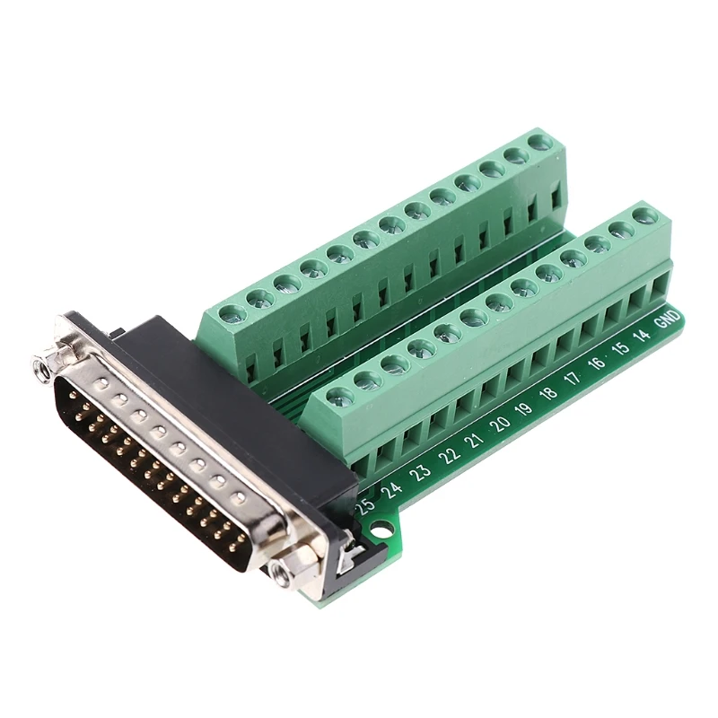 

1 Pc Plastic & Metal DB25 Plug 25 Pin Male Terminal Breakout Board Terminals Adapter Solderless Connector 3.39x1.61 Inch