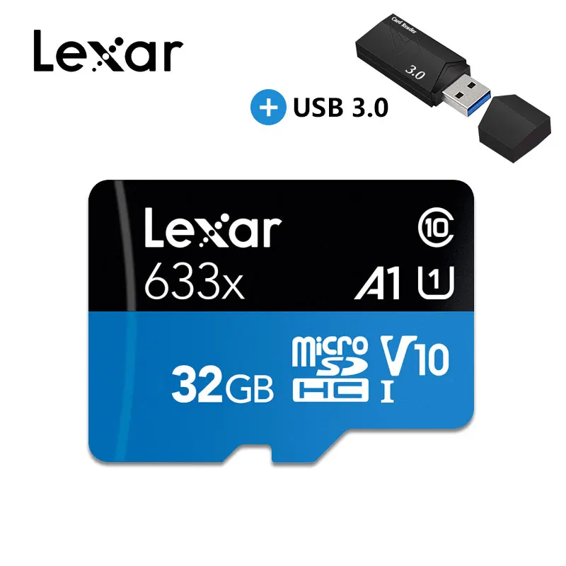 Lexar 128 Гб Micro SD 16 ГБ 32 ГБ карта памяти высокая скорость до Макс 95 м/с 64 Гб класс 10 633x картао де Мемория TF флэш-карта - Емкость: 32g with reader