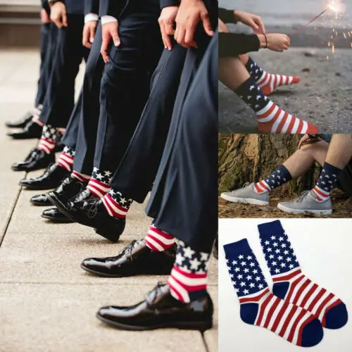 Fashion Mens American Flag Cotton StarsStripes Socks Old Glory | Мужская одежда