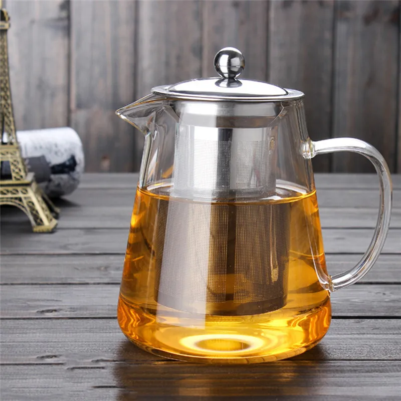 Высококачественный термостойкий стеклянный чайник, чайник для китайского чая кунг-фу/черный офисный чайник для кофе 450 мл/750 мл/950 мл