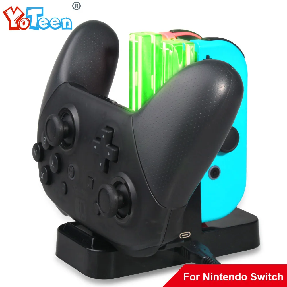 

Yoteen For Nintend Switch Joy-Con Charger 4 in 1 USB Charging Dock Stand For Pro Controller Charger with LED Indication