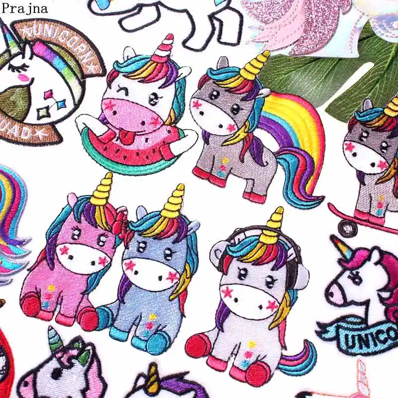 

Prajna Hippie Unicorn Cartoon Patches Iron On Patches For Clothing Embroidered Patches On Clothes Applique DIY For Kids T-shirt