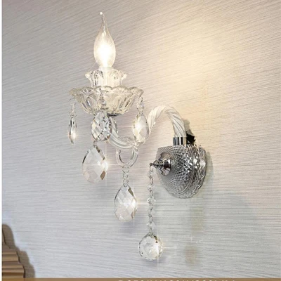 European Candle Crystal Lamp Living Room Large Crystal Chandelier Lighting Modern Atmosphere Restaurant Bedroom Hanging Lamps - Цвет абажура: 1 light wall lamp