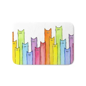 

Rainbow Of Cats Funny Whimsical Colorful Cat Animals Bath Mat 17" x 24"Pattern Fleece Rug Anti-Slip Doormat Home Decor