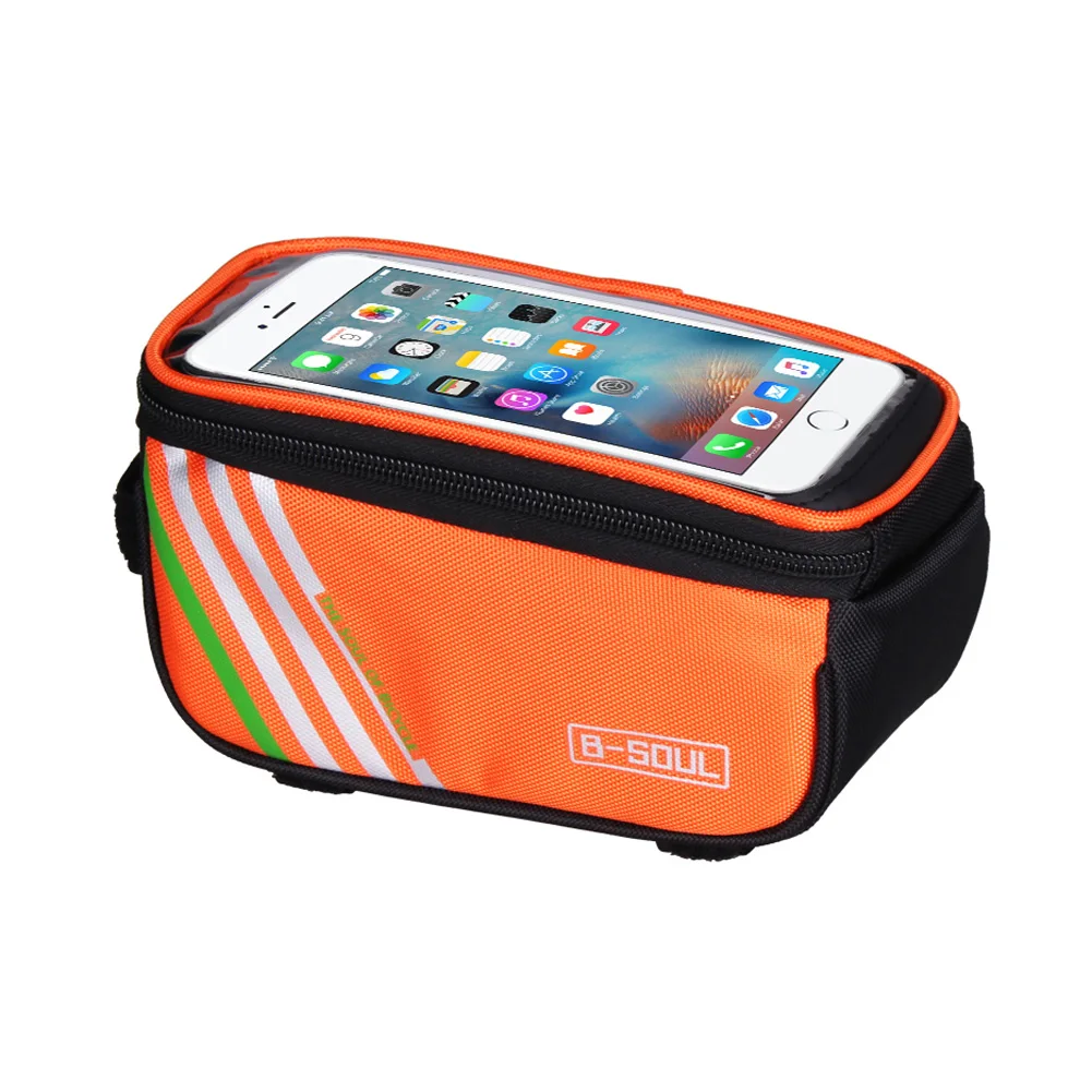 Водонепроницаемая велосипедная сумка, сумки для сенсорного экрана, велосипедная сумка с рамкой, передняя Труба, сумка для горного велосипеда MTB, сумка для 5,0 дюймового мобильного телефона - Цвет: Оранжевый