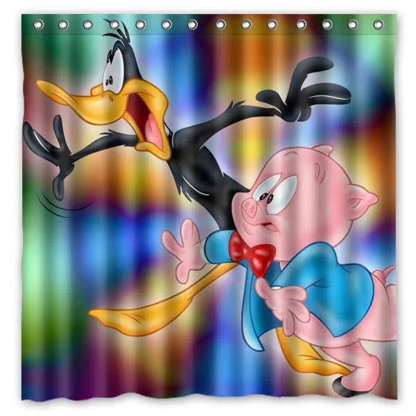 Bathroom Products Polyester Fabric Daffy Duck Printed Shower Curtains