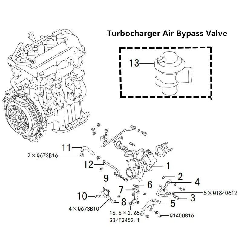 1118010A-EG01T Turbocharger air bypass valve is suitable for Great Wall Hover H6 H2 1.5T GW4G15B engine