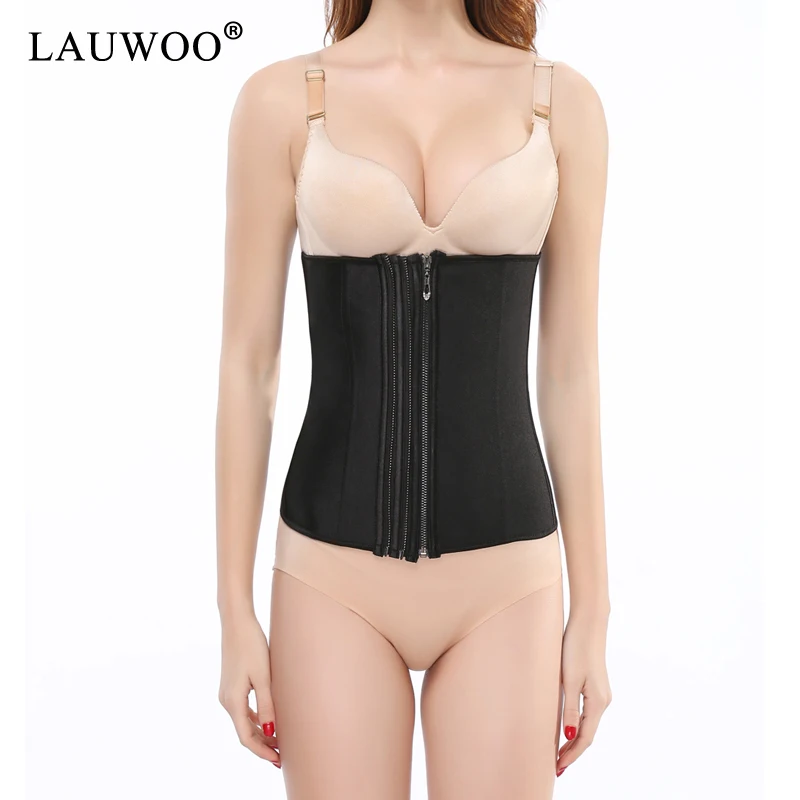 LAUWOO Plus Size Corset Steel Boned Corset Overbust Long Torso Bustiers