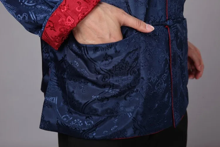Umorden с длинным рукавом Двусторонняя традиционная китайская одежда Тан костюм Топ Весенняя Мужская шелковая куртка с вышивкой пальто для мужчин