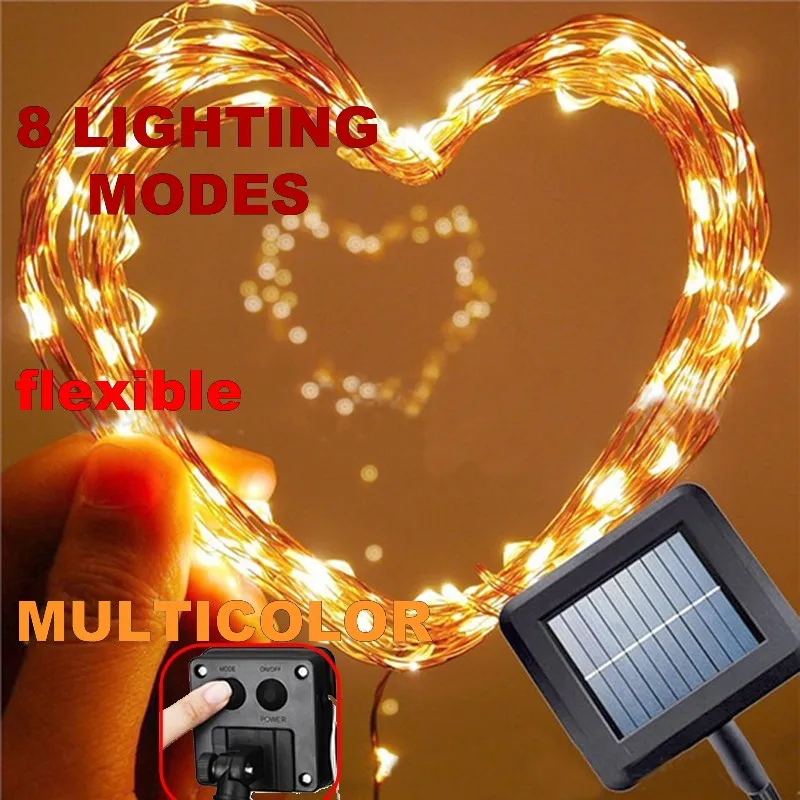 

8 modes multicolor LED Christmas Solar Garland String Light Home Decorations Led Wire New Year Wedding Party Garden Lamp Waterp