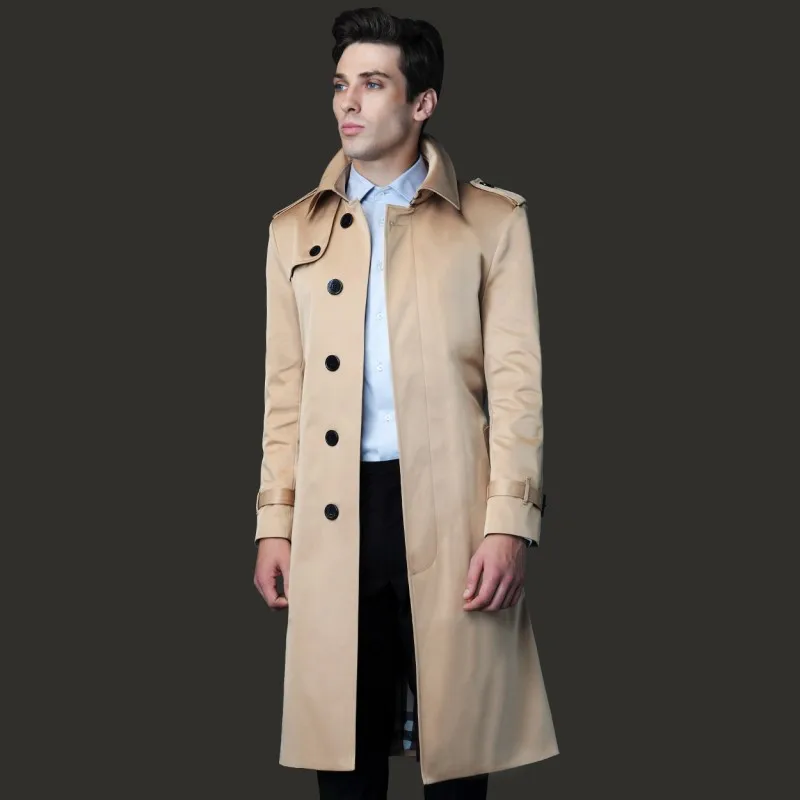 

2014 Spring And Autumn Commercial Male Trench Three-dimensional Cut Single Breasted Ultra Long Paragraph Male Trench