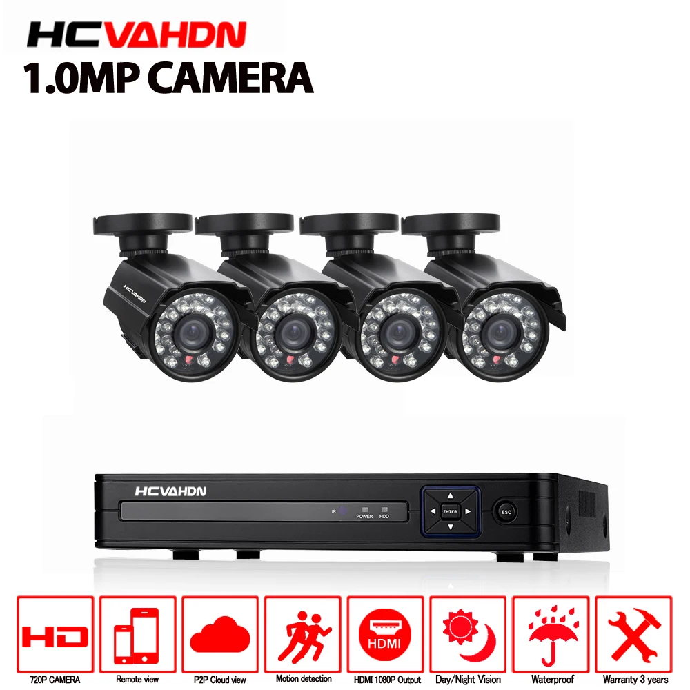 Система видеонаблюдения 4CH 720P наружная камера безопасности 1080P P2P DVR HVR Onvif NVR
