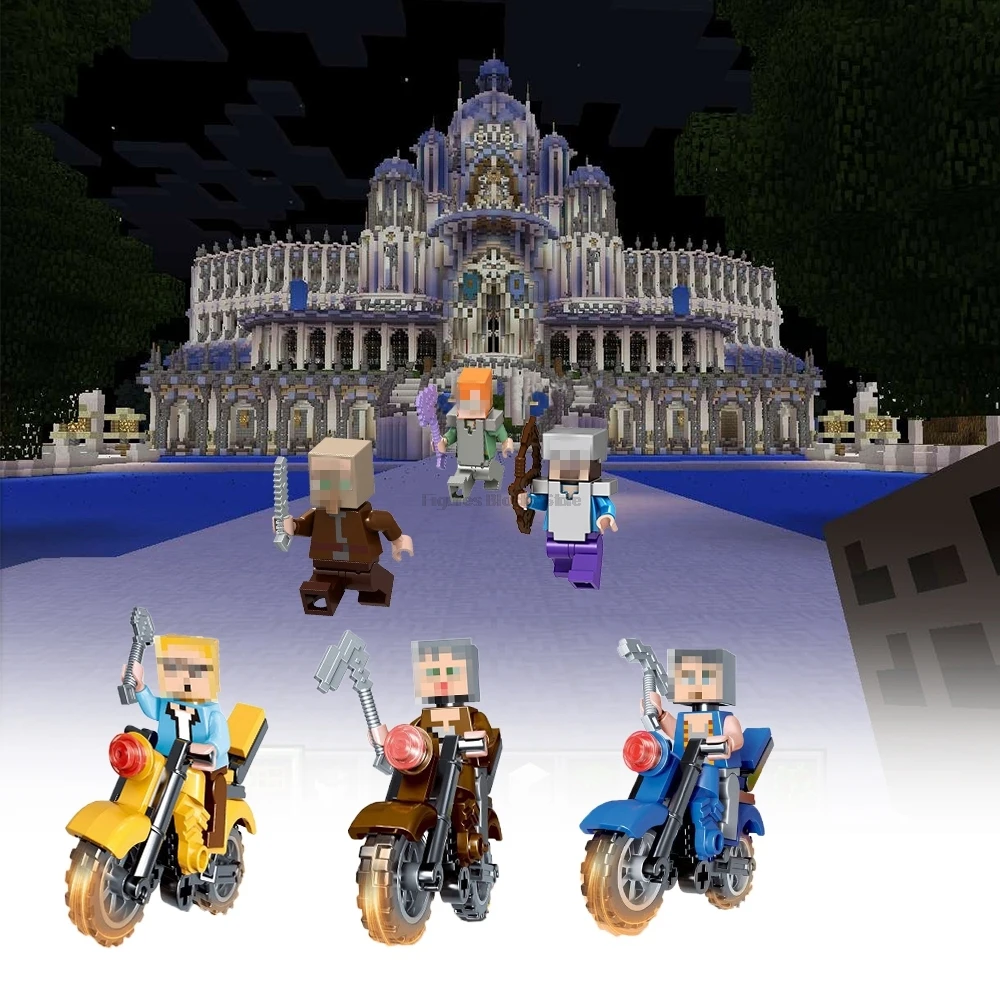 

Minecraft Steve Legoed My World Zombie Creeper Donkey Motorcycle Building Bricks Blocks Animal Toys For Children Legoing Figures