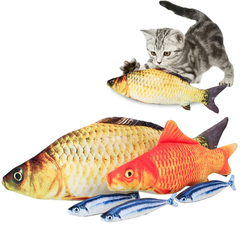 4 Color Pet Cat Toys Catnip Simulated Fluffy Fish Artificial Fish Toy for Baby Cat Kitties Clear
