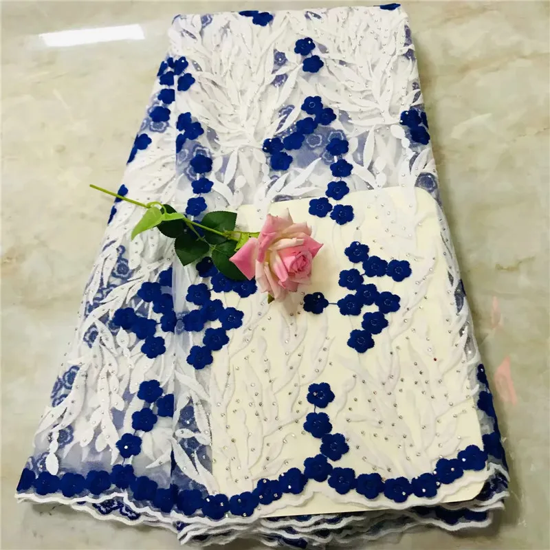 

2018 African Cord Lace High Quality French Lace Fabric With Stones African Lace Fabric For Nigerian Wedding Dress WD122853