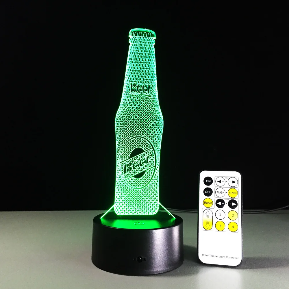 

Acrylic Beer Bottle 3D LED Night light Remote Touch Table Desk Lamp Xmas New Year Birthday Gifts Coffee Bar Atmosphere Deco