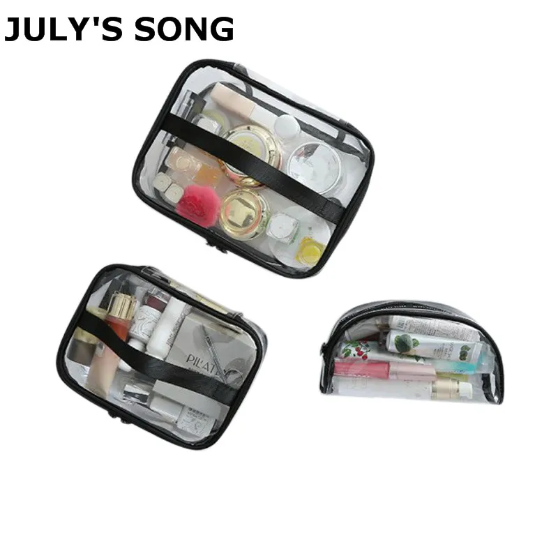 

2019 JULY'S SONG Transparent PVC Toiletry Bags Travel Organizer Cosmetic Necessary Beauty Case Makeup Bag Bath Wash Make up Box