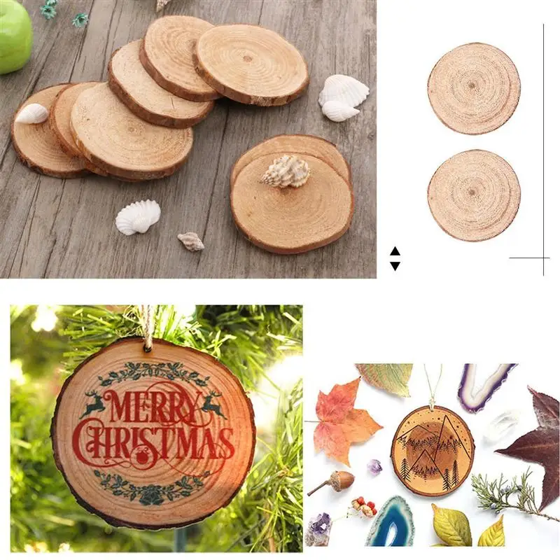 

30pcs Unfinished Natural Round Wood Slices Circles 3.5-4.5CM Wood Log Slices Discs For DIY Crafts Wedding Centerpieces A3