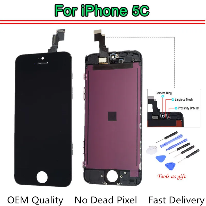 

OEM Quality For iPhone 5C LCD Screen Replacement with Original Digitizer Assembly Display No Dead Pixel with Tools