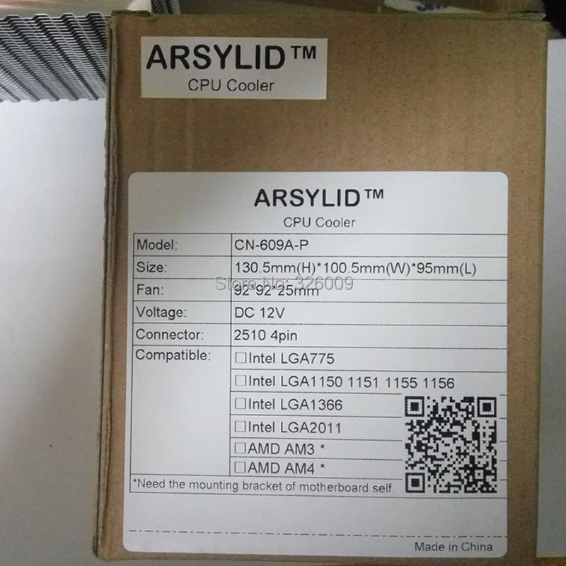 ARSYLID CN-609A-P 9 см 4pin вентилятор 6 тепловым стержнем heat pipe Процессор кулер вентилятор охлаждения для Intel LGA775 1151 115x1366 2011 для AMD AM3 AM4 радиатора