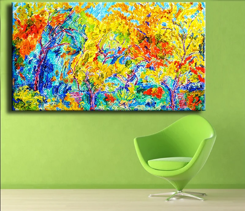 Abstract landscape print painting on canvas Autumn Colour Paints June's