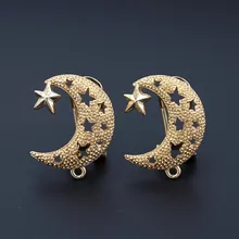 Pendientes africanos Post Loop conectores filigrana Luna estrella Chile Dubai mujeres boda Clip broches pendientes accesorios DIY joyería(China)