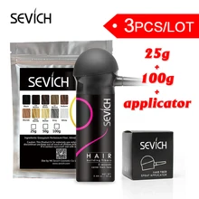 Sevich 3 шт./партия, запасной 100 г+ 25 г+ насос для выпадения волос, мгновенно увеличивающий рост волокон для наращивания волос, порошки, спрей-аппликатор, Кератиновый стиль