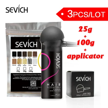 

Sevich 3pcs/lot Refill 100g+25g+pump Hair Loss Increase Instantly Hair Building Fibers Powders Spray Applicator Keratin Styling