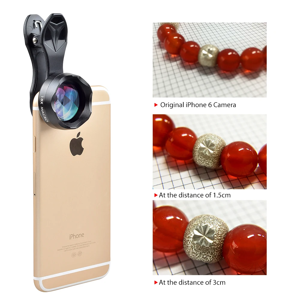 Lente para Celular de Fotografia Profissional para Iphone Lente Super Macro Apexel 6 7 8 Samsung Atacado Universal x 6 de fotografia, profissional, para iphone x, 6,