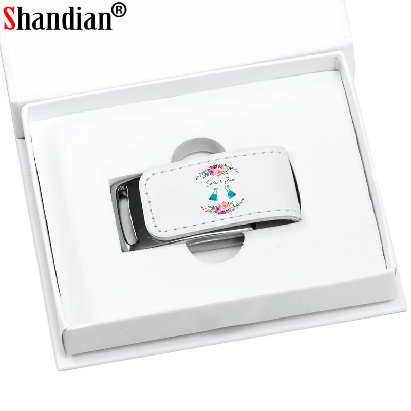 

SHANDIAN Exuanck Custom Logo For Gifts 2.0 Flash Pen Drive 64G 32GB 4GB 16GB Pendrive Leather Usb+white Box(Over 10pcs Free Logo