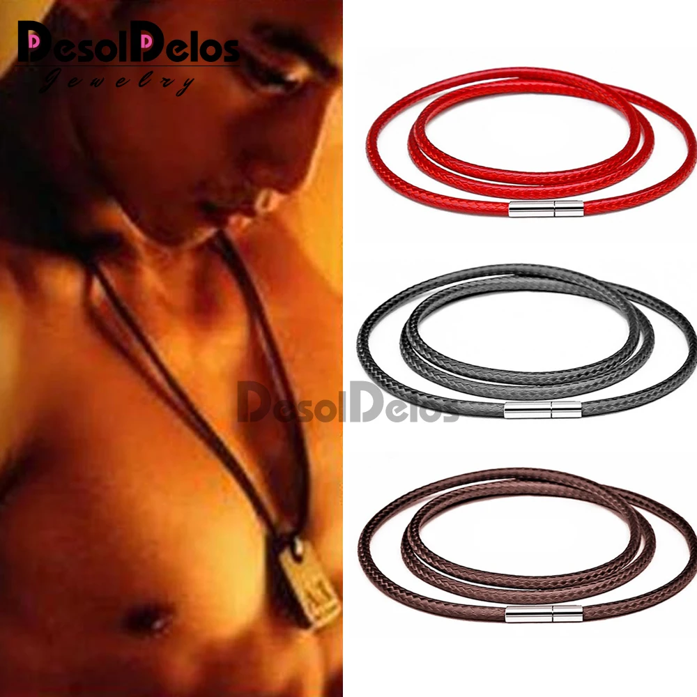 

1mm 1.5mm 2 3mm Necklace Cord Black Leather Cord Wax Rope Lace Chain With Stainless Steel Rotary Buckle For DIY Necklace Jewelry