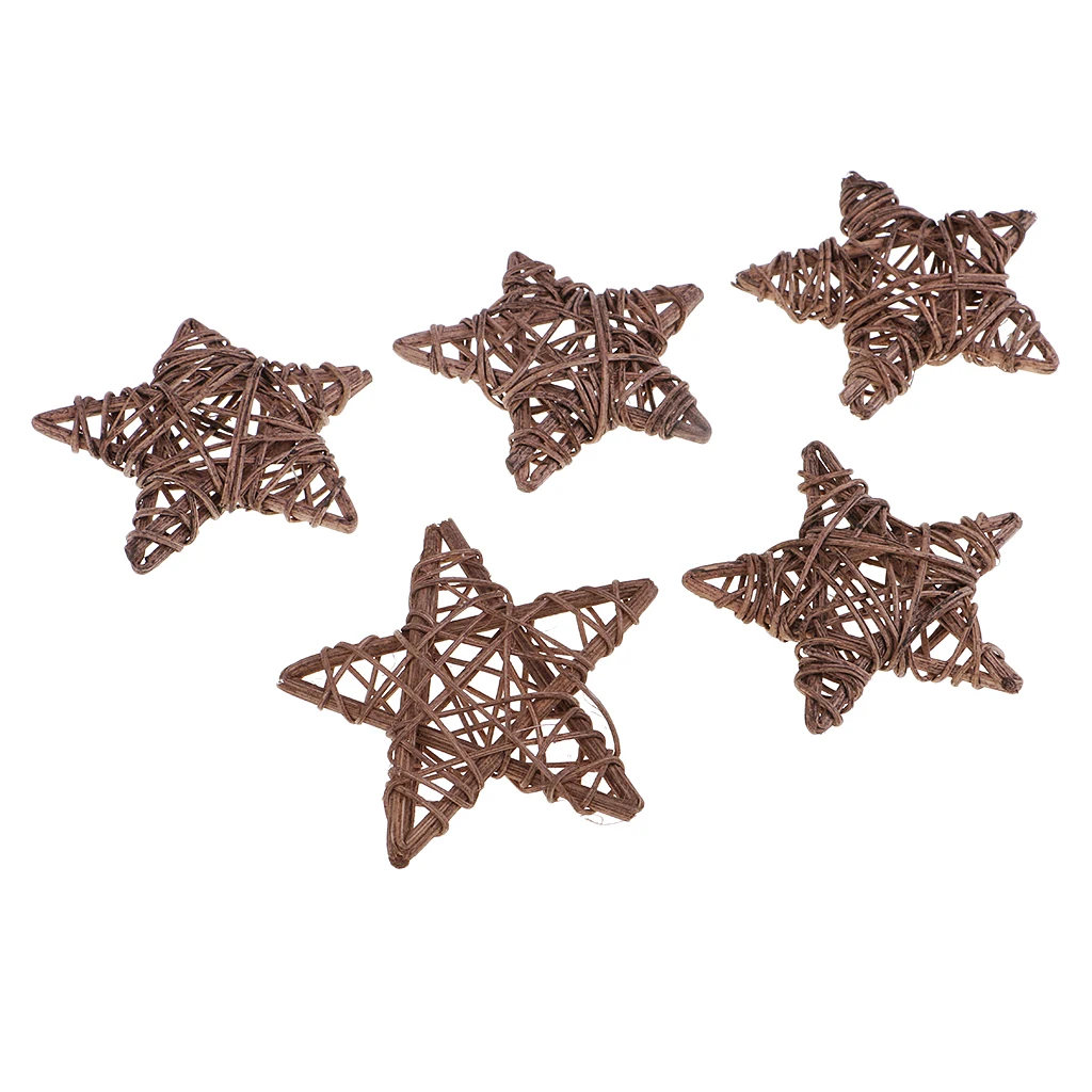 5/6pcs Vine Natural Star Shape Rattan Wicker Ball Christmas Tree Ornament for Home Table Ornament Garden Wedding Party Decor 7cm