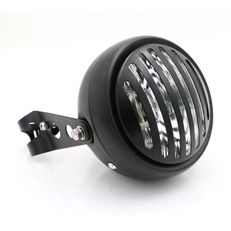 DC 12V Motorcycle Net Headlight with Bracktes Motorbike Classic Retro