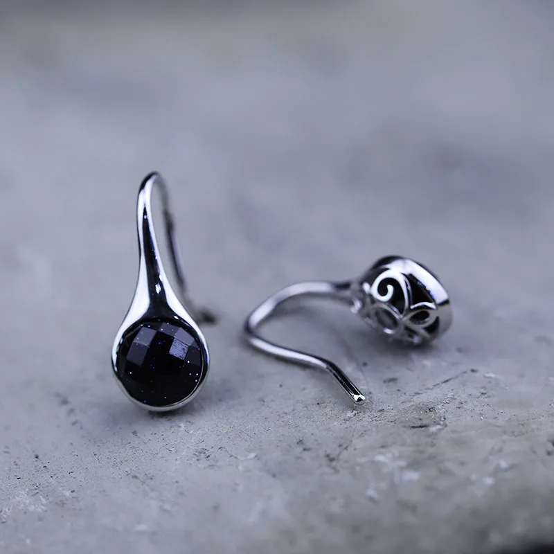 Earrigs для женщин 100% реальные 925 серебро Fine Jewelry Natural Blue Sand Stone 2018 мода на День матери