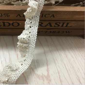 

200Yards Beige Cotton Elastic Ruffled Venice Stretch Lace Trim Crochet Lace Trim Fabric Applique Skirt Side Curtain Edge