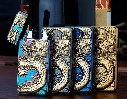 2016-New-Dragon-Embossed-Double-Arc-Cigarette-Lighter-USB-Charging-Pulse-Arc-Metal-Tobacco-Cigarette-Lighters (1)
