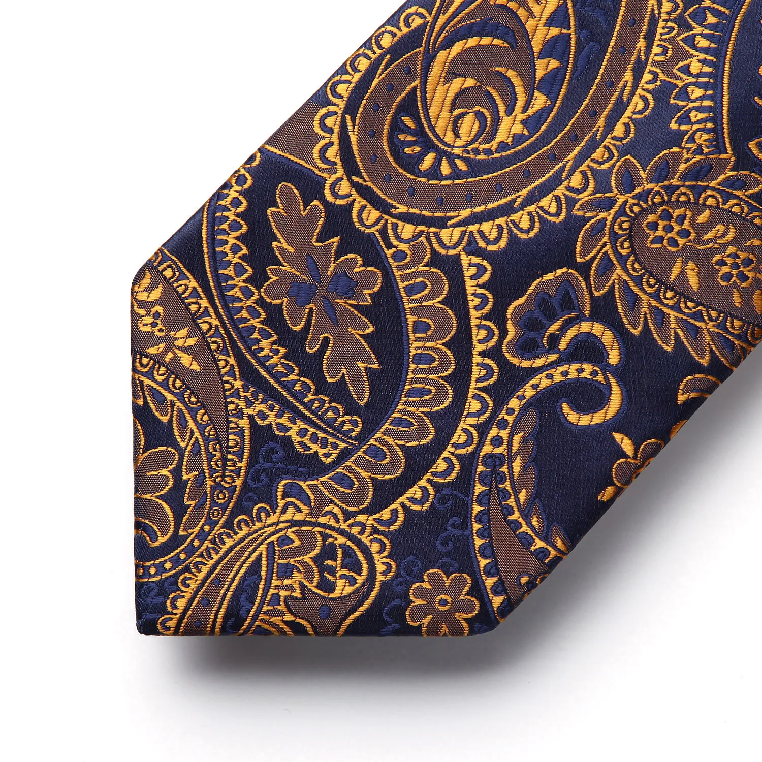  Men Tie New Party Paisley Gold Navy Classic Woven Silk Wedding Necktie Handkerchief Set TF4015V8S