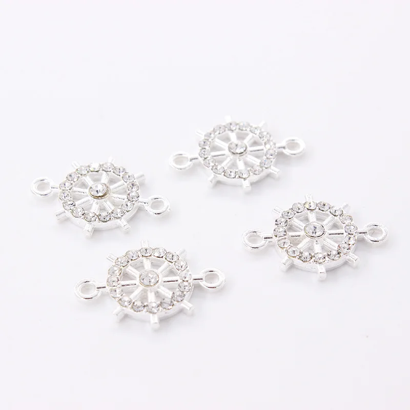 

NCRHGL Fashion DIY Ship wheel Crystal Charm Connectors for Making Bracelet Necklace Jewelry Accessories 20x15mm 10pcs wholesale